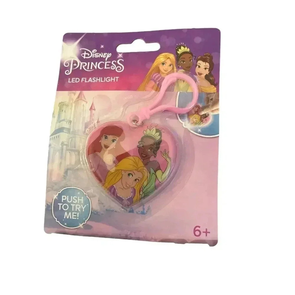 NEW DISNEY PRINCESS LED FLASHLIGHT KEYCHAIN CLIP Belle Tiana Rapunzel Tangled